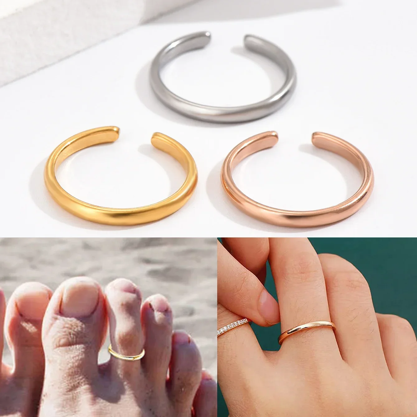 Body Jewelry Hoops - 1PC Toe Rings for Women Adjustable