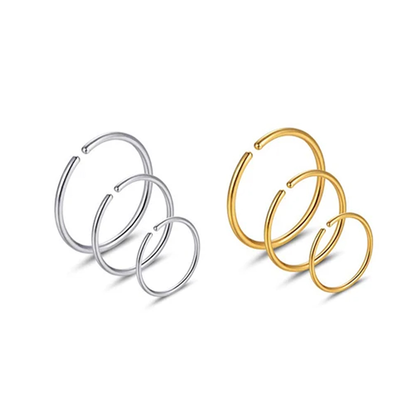 Body Jewelry Hoops - 6pcs/lot Hypoallergenic Nose Rings Hoops 316L