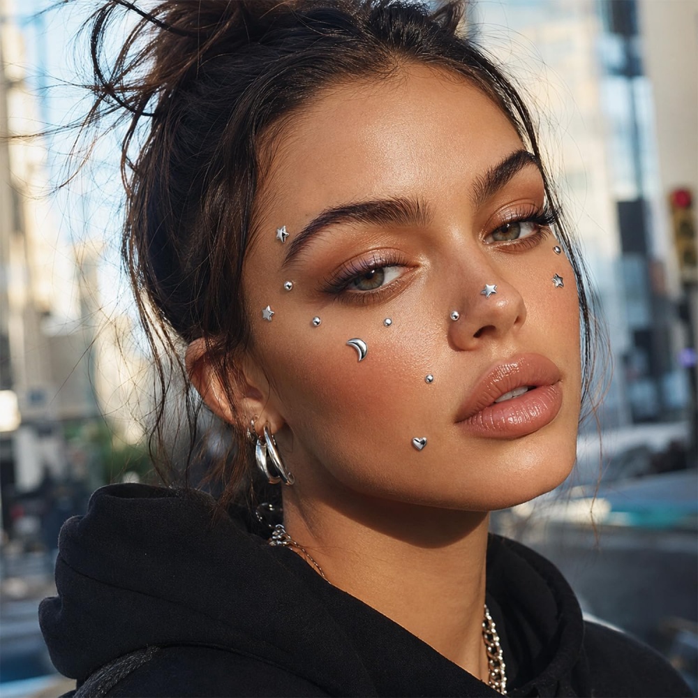 Fake Piercings Balls Stick on  - Body Jewelry Hoops review and price