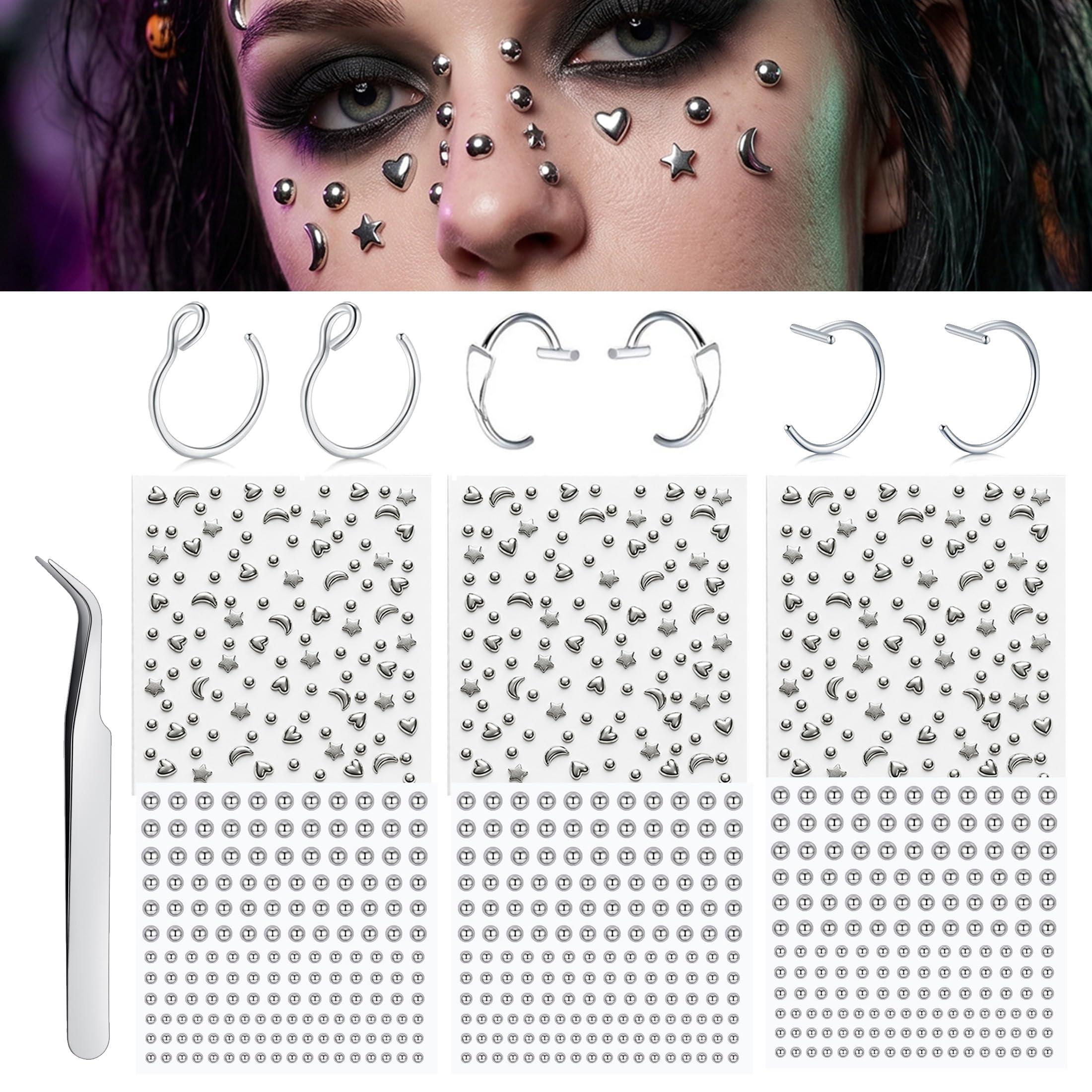 Fake Piercings Balls Stick on  - Body Jewelry Hoops review and price