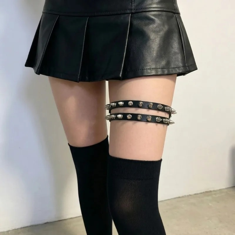 Double Row Cone Spike Leg Gart - Body Jewelry Thigh Chain review and price
