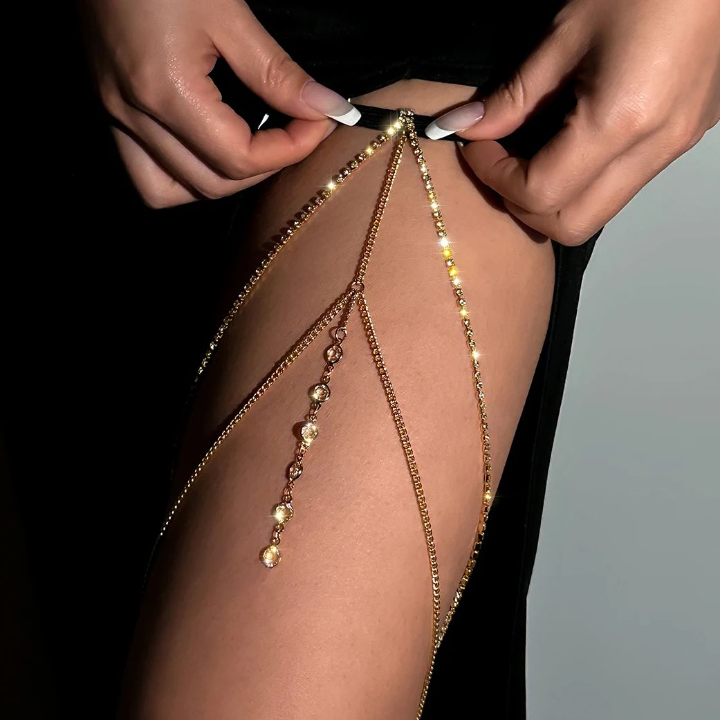 Sexy Shiny Crystal Multilayer  - Body Jewelry Thigh Chain review and price