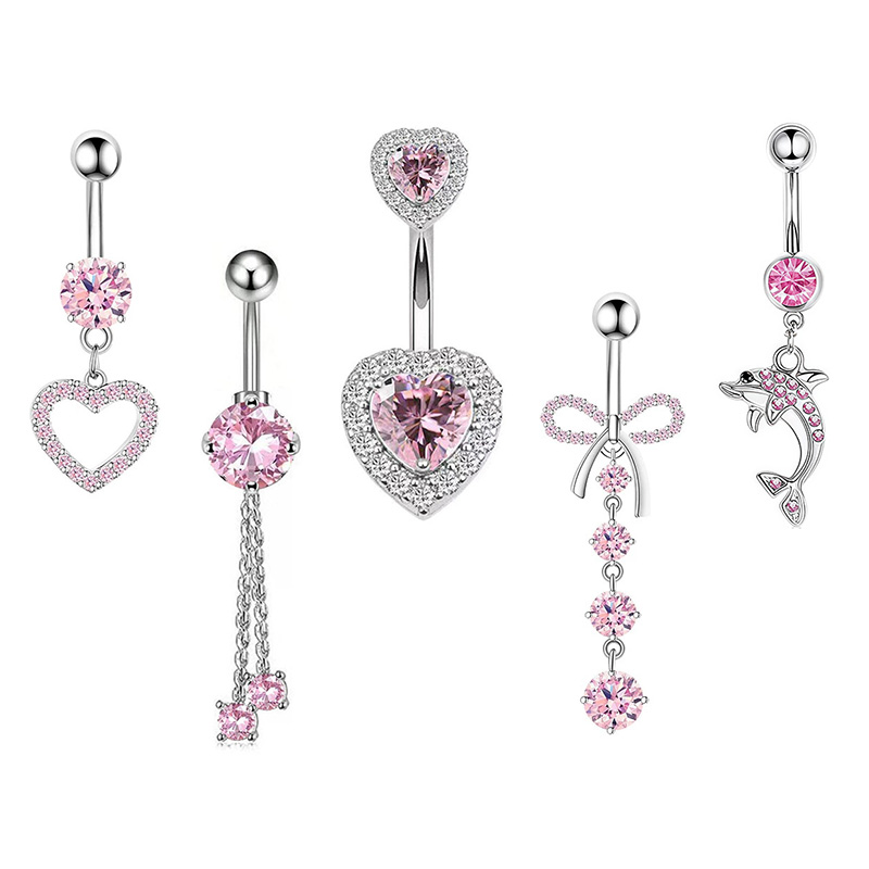 1PCS Pink Crown Belly Button R - Body Jewelry Hoops review and price