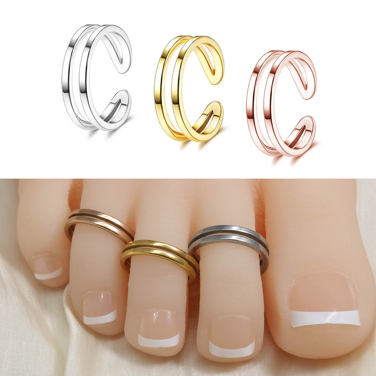 Adjustable Double Layer Toe Ri - Body Jewelry Hoops review and price