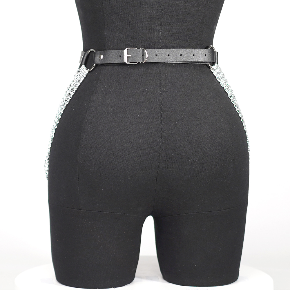 Women Punk Gothic PU Leather W - Body Jewelry Thigh Chain review and price