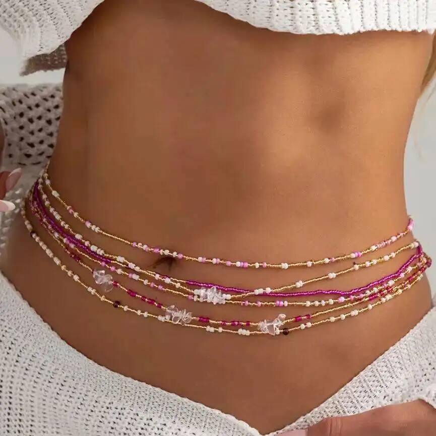SHIXIN 6Pcs/Set Boho Colorful  - Body Jewelry Waist Chains review and price